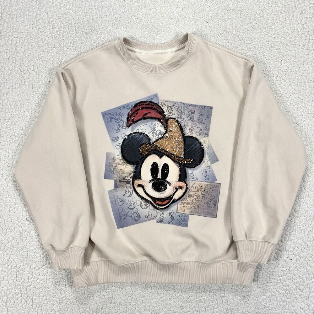 Disney Mickey Mouse Sequin Beaded Sweatshirt Women's XL Embellished Disneycore
